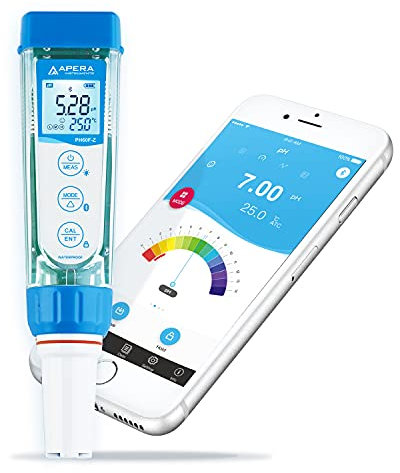 Apera Instruments PH60F-Z Smart pH-Messgerät mit flacher Elektrode (unterstützt durch die ZenTest Mobile App) - Messbereich -2,00 bis 16,00 pH