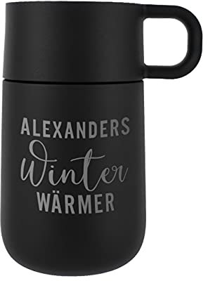 Herz & Heim® Gravierter WMF Thermobecher - Winter Wärmer - mit Name in 2 Farben Anthrazit Matt