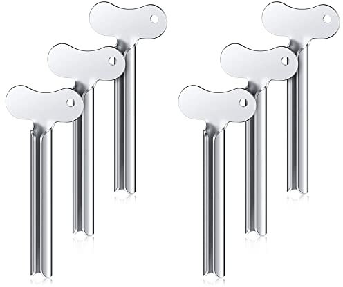 Hsthe Sea 6 Piezas exprimidor de Pasta de Dientes de Metal Tubo de apriete exprimidor de Tubo de Acero Inoxidable Llave de Rollo de Tubo cremas Herramienta exprimidor de Color para baño