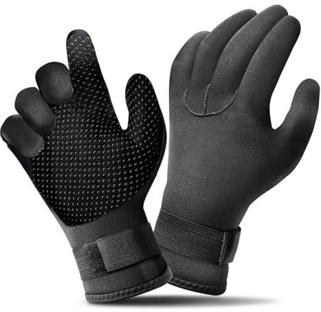 SUPERFA 5mm Neoprene Gloves Swimming, Wetsuit Gloves with Adjustable Strap, 5mm Diving Gloves for Women and Men Cold Water Swimming