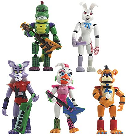 Xinchangda FNAF Figur Horrorpuppe, leuchtend und abnehmbar, mit beweglichen Gelenken, Actionfiguren-Set für Geburtstagsdekoration, 5 Stück
