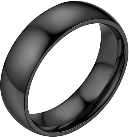 Bestyle Ring Schwarz Herren 6mm Partnerring Edelstahl Damen Frauen Verlobungsringe Ehering Hochzeitsringe Ringgröße 62 Modeschmuck für Geburtstag Weihnachten