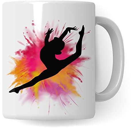Turnerin Tasse, Turn Geschenk Turnen Kaffeebecher, Kaffeetasse Humor Witz Geschenkidee für Turner Mädchen Frauen Spagat Becher