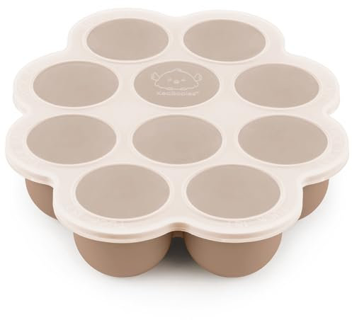 Silikon Babynahrung Aufbewahrung - 60ml x 10 Pods Silikon Babybrei Einfrieren Behälter mit aufsteckbarem Deckel, Beikost Einfrieren Behälter, Mikrowelle, BPA-Free Vorratsbehälter Babybrei (Chai Latte)