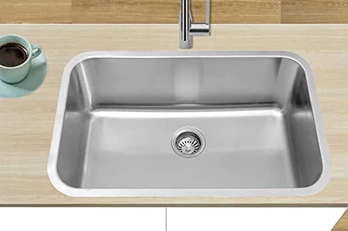 Omeere 75,5x46 Einbauspüle Edelstahl 304 Materialdicke 0,8 mm, Spülbecken Spüle Küchenspüle eckig 1 Becken,Unterbauspüle,groß