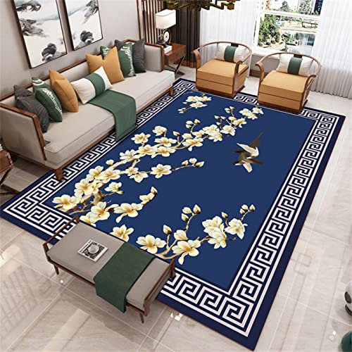 RUGMRZ Meuble Entree Couloir 200 x 250 cm Tapis Moderne Design Bleu Decoration Chambre Tissé À Imprimé Chinois Facile d'entretien Marche Escalier