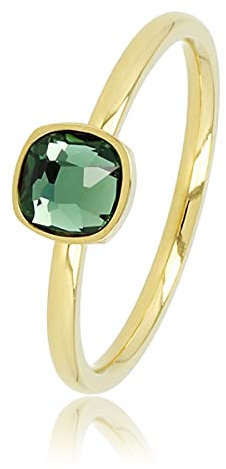 My Bendel Ring Gold mit quadratischem grünem Glasstein- Stylischer Ringe für Damen - Bleibt schön und Verfärbt nicht - Stapeln Ringe - mit Luxuriösen Geschenkverpackung