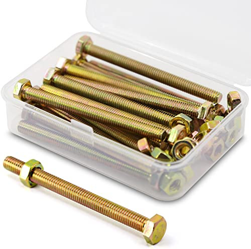 Viti esagonali M6 x 70 mm, 15 pezzi in acciaio zincato 8,8 con esagono esterno e set di dadi