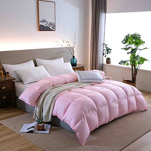 Leichte Daunendecke aus weißen Gänsedaunen – ganzjährig, leichte, atmungsaktive Bettdecke – Gesteppte Bettdecke, mittlere Wärme und waschbar, Luxusbettwäsche für Kingsize-Betten (Rosa 220 x 240 cm, 5