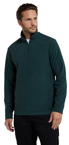Mountain Warehouse Camber II Mens Half-Zip Fleece - Lightweight & Quick Dry Microfleece - Autumn, Winter, Outdoors Dark Green XS