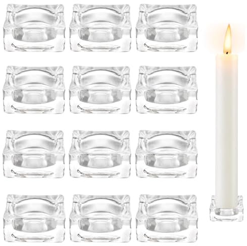 WUERKIYA Candelabros para Velas 12 Piezas Porta Velas Decorativas Transparente Portavelas para Velas para Velas Bodas Decoración Recepción Mesa Regalos Fiesta Cumpleaños Centros Mesa para Hogar