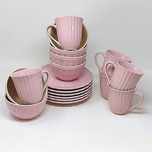 CREAFLOR HOME 18tlg Kaffeeservice Teller, Tassen + Schalen MYNTE English Rose rosa Ib Laursen