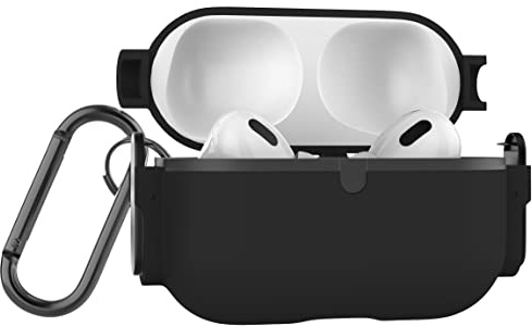 MyGadget Hardcase kompatibel mit Apple Airpods Pro 2. Generation (2022) - Hybrid Hülle mit Silikon Inlay & Klicköffnung - robuster & stoßfester Bumper - Schwarz