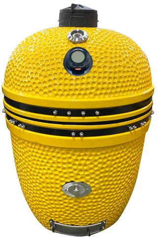 YNNI 27,6 pollici giallo XXL Chip Feeder Kamado Bundle Forno BBQ Grill Extra inc Trolley TQTT27YL