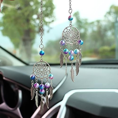 Auto Rückspiegel Anhänger,Traumfänger Auto Spiegel Anhänger Ornament Autospiegel Anhänger Deko Boho Fenster Hängende Dekorationen Anhänger Für Schlafzimmer Wohnzimmer Balkon -Traumfänger
