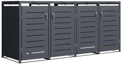 MY-MÜLLTONNE 4er Mülltonnenbox ALBA 4 x 240 L – Mülltonnenbox – Mülltonnenhaus – Abschließbare und wetterfeste Abfallbehälter-Lösung mit Belüftungsschlitzen – Aufbewahrungsbox für Müll in Anthrazit