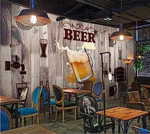 XLMING Style européen et américain Vintage panneau de bois fond bière murale Restaurant Bar décoration industrielle papier peint 3D-150cm×105cm