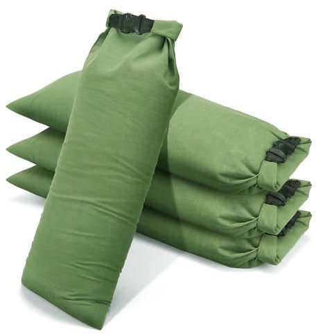 Sandsäcke für Flutwassersperre – 4 Stück verdickte lange Segeltuch-Sandsäcke mit Einsatzschnalle, wiederverwendbar, schnelle Flutbarriere für Zuhause, Tür, Fenster, Keller, Garage, Boden,