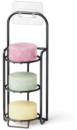 SpaceAid 3 Tier Shampoo Bar Holder for Shower, Self Draining Soap Bar Holders Caddy for Bathroom Wall and Kitchen Sink, Shampoo Bar Dish Rack, Stainless Steel Bar Soap Holder (Black)