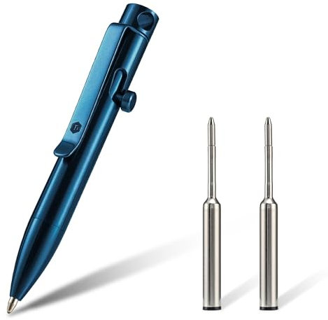 KeyUnity KP05BL Kugelschreiber aus Titanlegierung mit Clip, einziehbarer EDC-Taschenstift aus Metall Ballpoint Pen für den täglichen Gebrauch