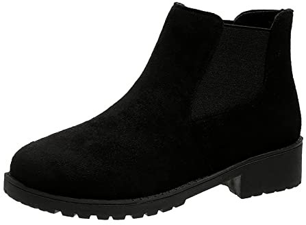 Stivali Equitazione Donna Stivaletti da Donna Autunno Inverno Moda Tacco Basso Punta in Pelle Scamosciata Tinta Unita Slip on Casual Stivali da Cowboy da Donna (B, 38)
