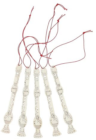 Musikboutique Anhänger aus Pappelholz als Instrumente oder Noten, 5er-Packung (Blockflöten)