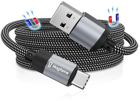 Magtame Câble USB C, magnétique, USB A vers USB C, pour Phone 15 Pro Max Plus, câble de charge rapide en nylon spiralé de type C pour Samsung S23/S22, Pad, produit breveté