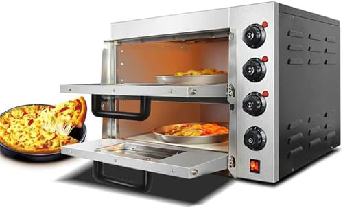 Four Électrique Double Couche Commercial, Four À Pizza Électrique en Acier Inoxydable avec Support en Pierre, Machine À Pizza Intérieure pour La Cuisson De Bretzels À La Maison