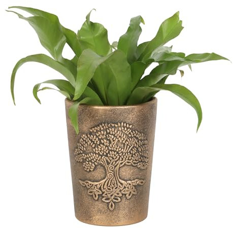 Something Different Wholesale LisaParker Arbre de Vie Mystique Pot de Fleurs en Terre Cuite Symbole Spirituel Bronze Jardinière pour Croissance et Renaissance, Pot Effet Bronze Antique