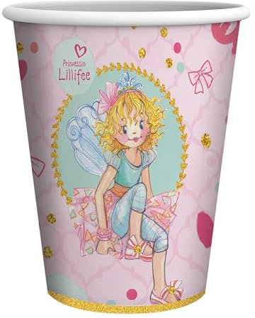 Party Factory `Prinzessin Lillifee´ 8 Pappbecher 250ml, Einwegbecher, Papierbecher für Kindergeburtstag oder Mottoparty