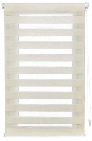 INTERBLIND | Estor Noche y Día EasyFix - Instalación SIN Herramientas - Tamaño 60x130 (Ancho x Alto) - SIN Taladro, Tela 57x125 - Color Crudo
