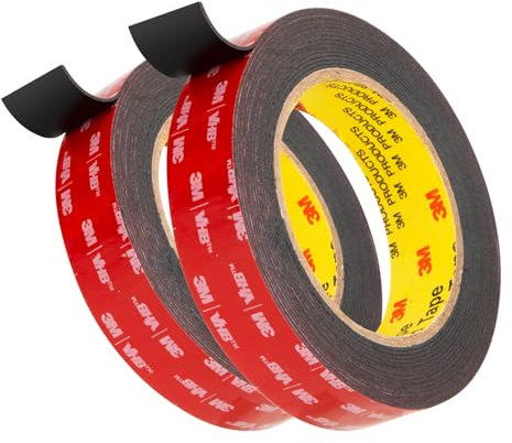 3M Doppelseitiges Klebeband Montageband 25mm x 4.7m Schwarz 2 Rollen 0.6mm dick 5925 Schaumstoffband Schwerlast Extra Stark für Auto Dekoration Heim Büro