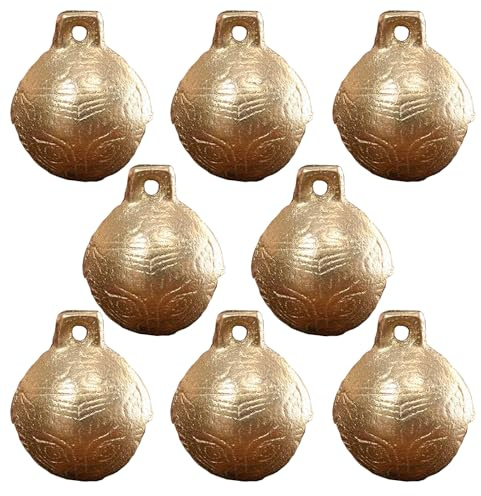 Glöckchen aus Messing, 3 cm, Vintage-Stil, Bronze, Antik-Kupferglocke, Messingglocke für Hund, Katze, Haustier, Heimdekoration, Urlaub, Weihnachtsdekoration und Bastelarbeiten, knackiger Klang, 8