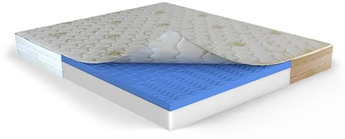 MUUN - Matratze für Doppelbett, 180 x 200 cm, Memory-Schaum, Höhe 21 cm, Bezug mit Aloe Vera, Modell IRIS ALOE: Orthopädisch, milbendicht, vakuumverpackt