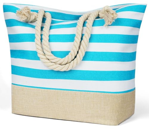flintronic Sac de Plage pour Femmes, Sac Fourre-tout en été, Grand Sac à Bandoulière avec Poignée en Corde pour la Plage, Les Vacances, Les Achats et Les Voyages