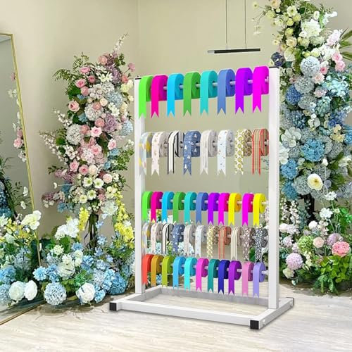Treesunshine Supporto per bobina, a 5 livelli, organizer per nastri, per bricolage, scaffalature, organizer con grande capacità per spazi di bricolage, pasticceria, negozio di fiori (bianco)