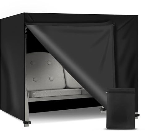 Hollywoodschaukel Abdeckung 3-4 Sitzer, Wasserdicht, Winddicht, Winterfest, UV Beständiges, Schwerlast Reißfest Oxford Gewebe Schutzhülle für Gartenschaukel, Schaukelbank(210x150x150cm)