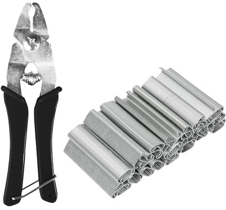 Pince à saucisse avec clips de 1200 m, fixation pour réparation et montage de canapés, clôtures, cages d'animaux de compagnie (noir)