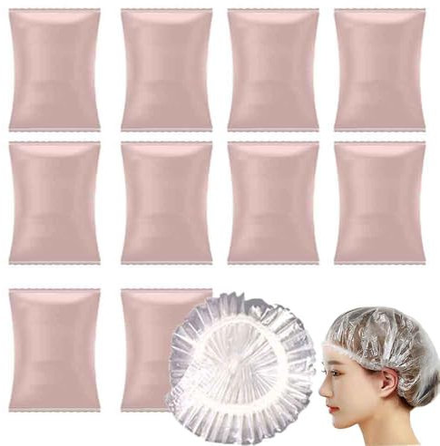 10PCS Portable Individually Wrapped Disposable Bathing Cap Shower Caps; Plastic Waterproof Elastic Hair Bath Caps Bath Hat,Travel Shower Cap, Perfect for Hair Treatment, Salon, Spa, Hotel, Travel