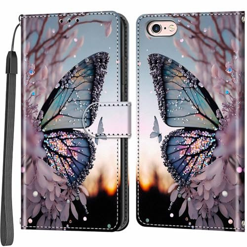 Salanheo Coque pour iPhone 6 / 6s Étui, PU Cuir Flip Portefeuille Housse avec Fentes pour Cartes Magnétique Béquille Étui Compatible iPhone 6 / iPhone 6s