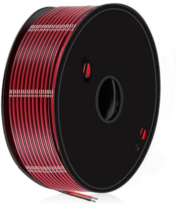 XINWANG 18 Gauge 0,82mm² CCA Kabel, Schwarz/Rot, 15m | PVC-isoliertes kupferkaschiertes Aluminium für Autozubehör, LED, Lautsprecher und DIY-Projekte