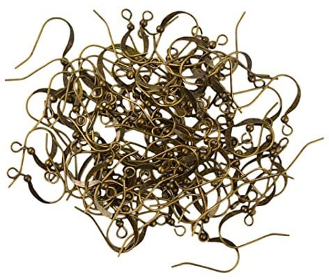 100 Pcs Antique Bronze Ear Hooks Brass Flat Fish Hooks Earring Findings Hypoallergenic Nickel Free Jewelry with Large Loop Office School Equipment