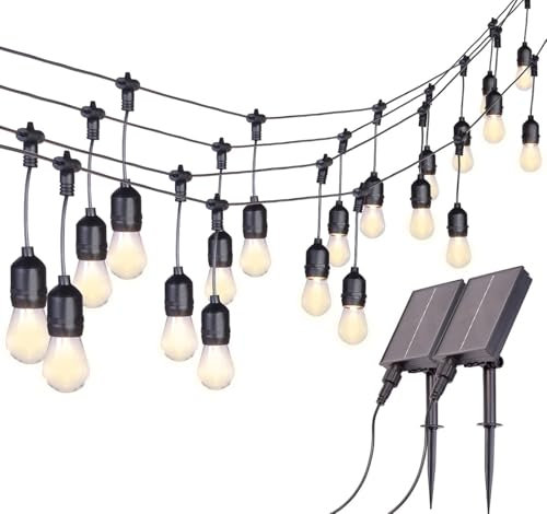 Lunartec Partylichterkette außen: 2er-Set Solar-E27-Glühbirnen-Lichterkette für außen, 10 E27-Birnen (Partybeleuchtung Lichterketten, Solar Lampe, Batterie Leuchten)