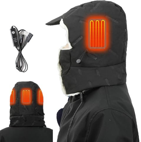 Heated Hat, Electric Warm Heated Hat, Trapper Heated Electric Unisex Hat, Electric Winter Heating for Adults, Beanie Hat for Camping, Fishing, Hiking, Heated Hat