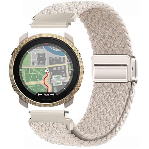GIOPUEY Armband Kompatibel mit Polar Vantage M3, Geflochtenes Nylon Armband [Unisex] elastisch Ersatzarmband - Beige