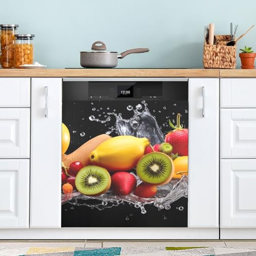 Dishwasher Magnets Covers Fruits Water on Black Magnetic Dishwasher Covers for The Front Dishwasher Decal Home Decor Kitchen