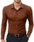 siliteelon Stretch Men Shirts Slim Fit Shirt Men Non Iron Casual Formal Shirts for Men Adult Athletic Sport Work Office Wedding Party Concerts Brown,L