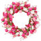 Sggvecsy 20in Tulip Wreath for Front Door Artificial Pink Flower Wreath Spring Summer Silk Flower with Heart Berries Green Leaves for Gifts Festival Wedding Window Wall Decor
