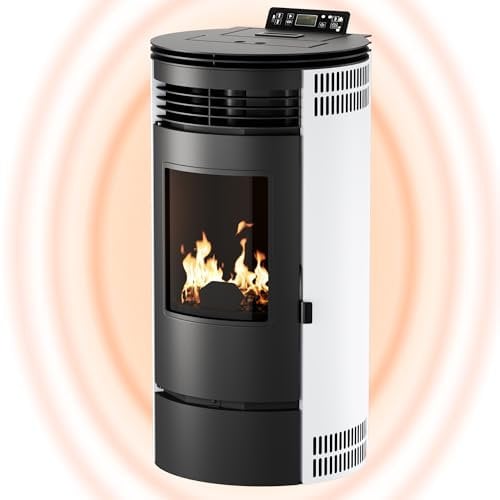 UMBRELLA® PR8 Pelletofen 9 kW bis 220m³ – Elektrokamin mit ECO-Modus, Wi-Fi Ready, Wochen-Timer & Überhitzungsthermostat für effizientes Heizen – Weiß