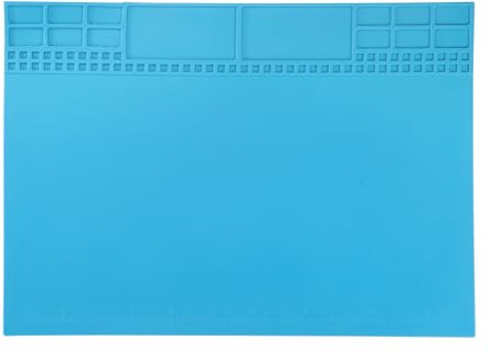 sourcing map Soldering Mat 13.8x9.8 Silicone Magnetic Soldering Repair Mat Heat Resistant Electronics Work Mat for BGA Soldering Gun Iron Workbench Cellphone Computer Electronics Repair, Blue